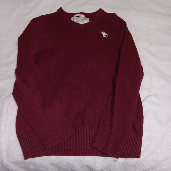 Abercrombie & Fitch Mens Muscle V-Neck Sweater Sz M /Burgundy/Cashmere Blend - Picture 2 of 11